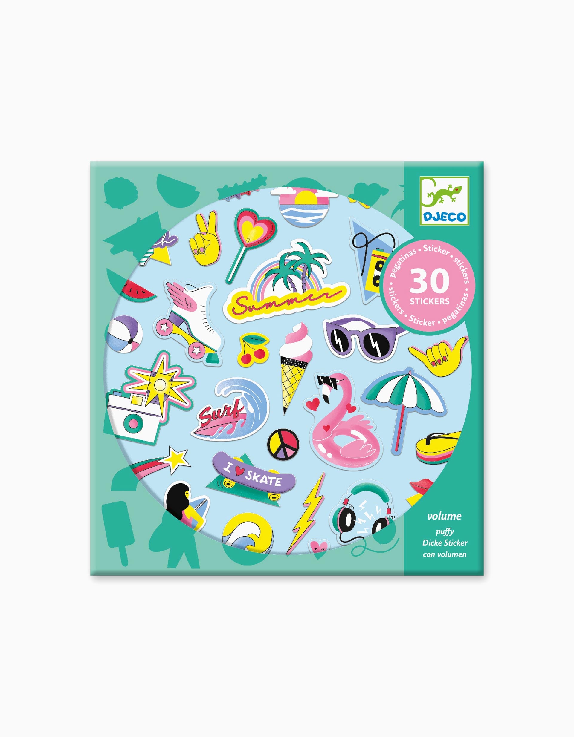 California Puffy Djeco Stickers, 30 pcs