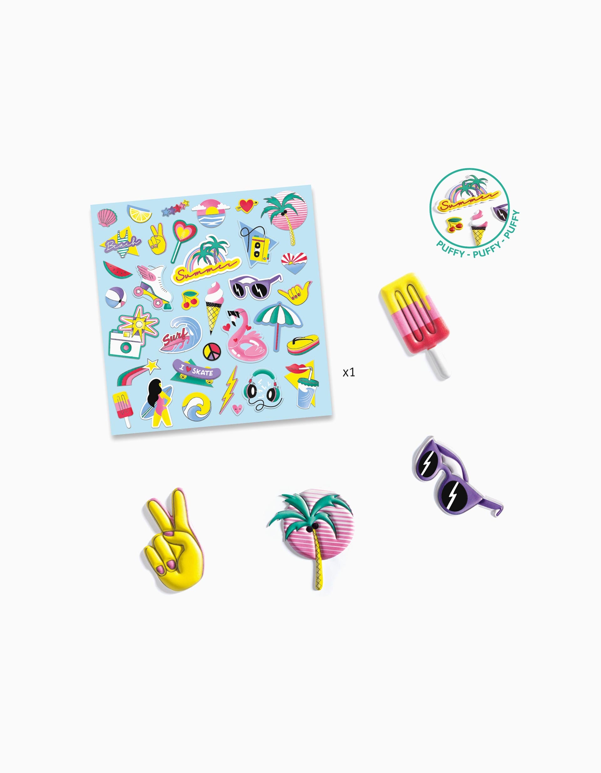 California Puffy Djeco Stickers, 30 pcs