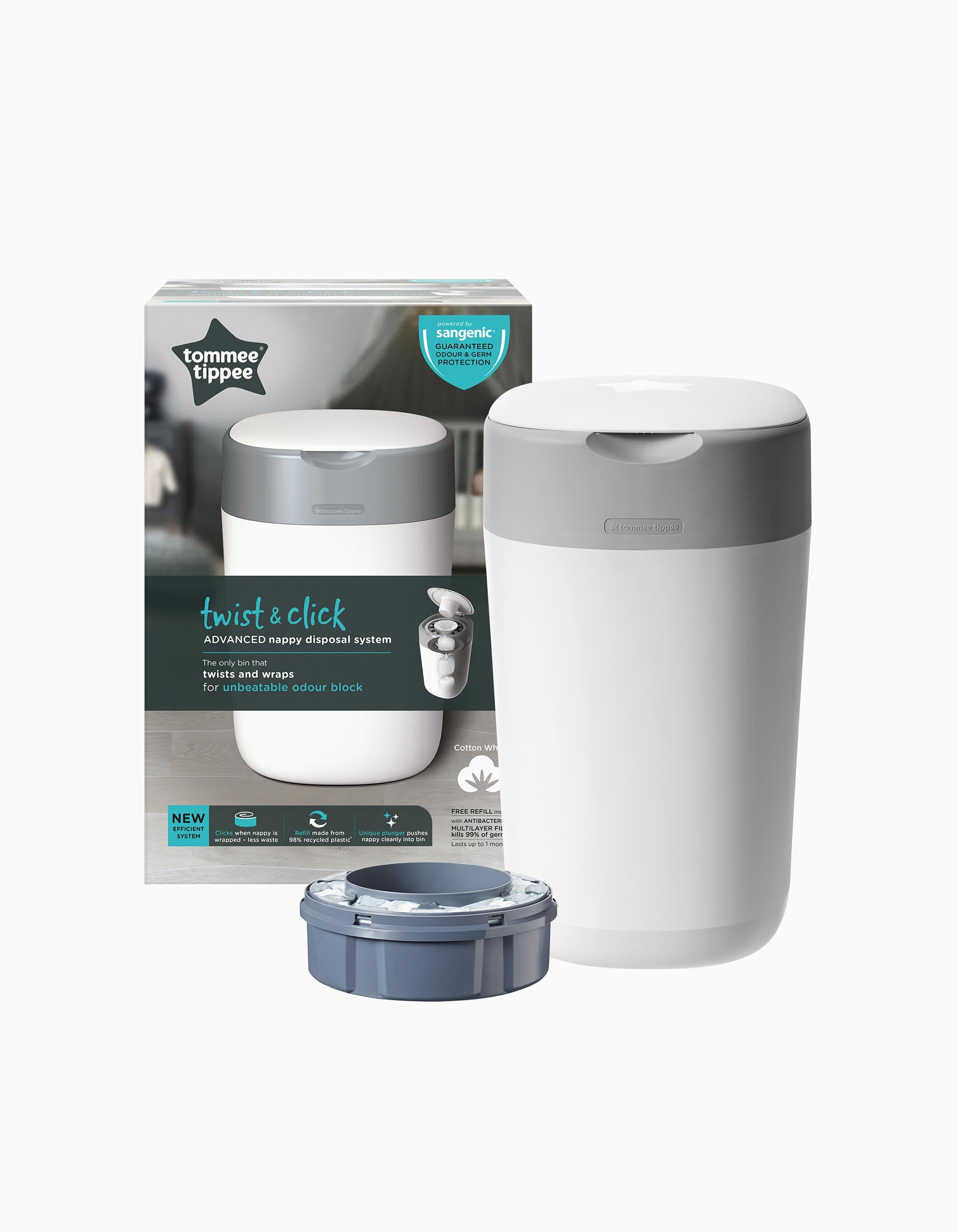 Poubelle À Couches Sangenic Twist&Click Tommee Tippee Blanche