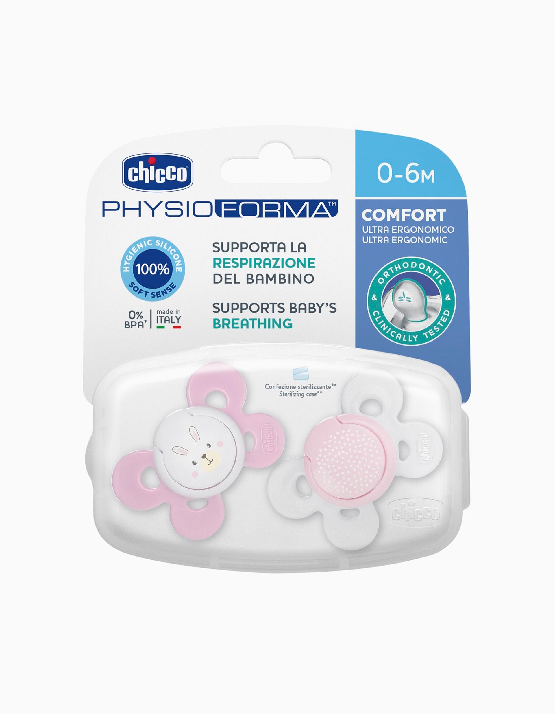 Physio Confort Silicone Dummy 0-6M+ Chicco 2Un.