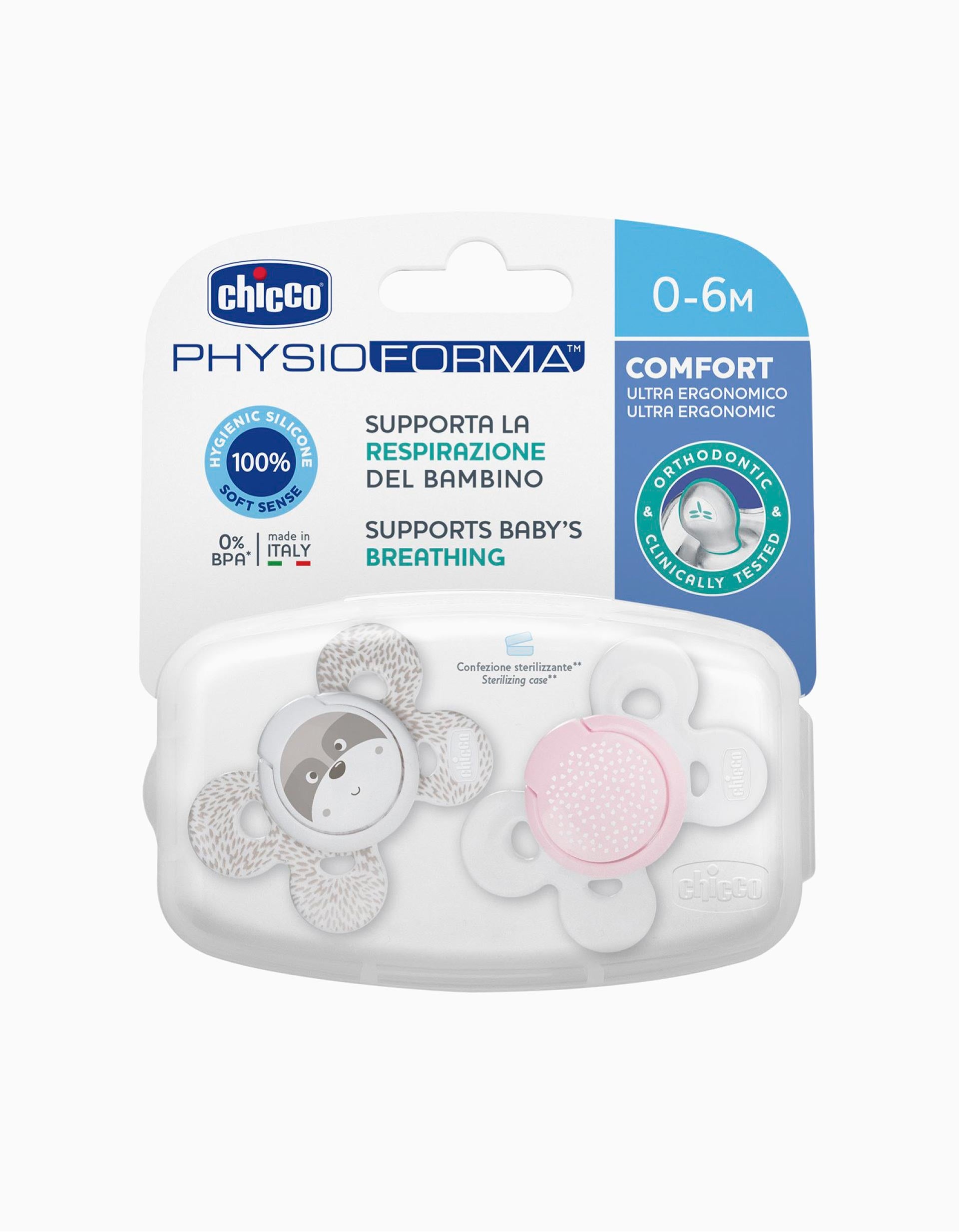 Physio Confort Silicone Dummy 0-6M+ Chicco 2Un.