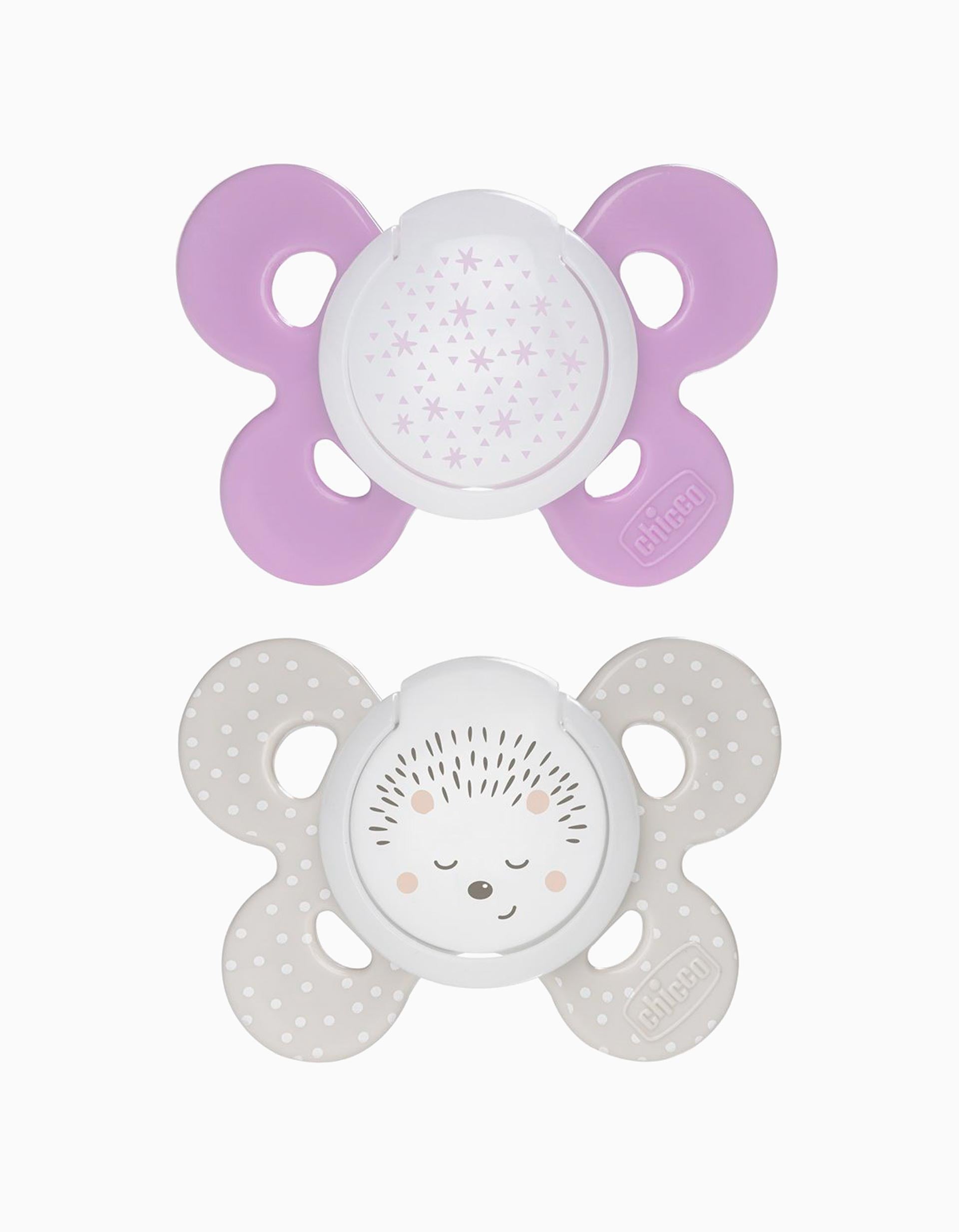 2 Night Glowing Confort Silicone Dummy 16-36M+, Chicco