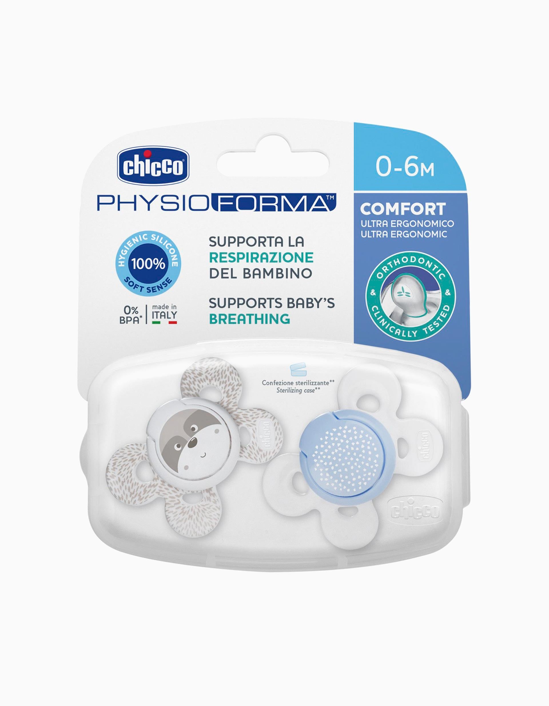 Physio Confort Silicone Dummy 0-6M+ Chicco 2Un.