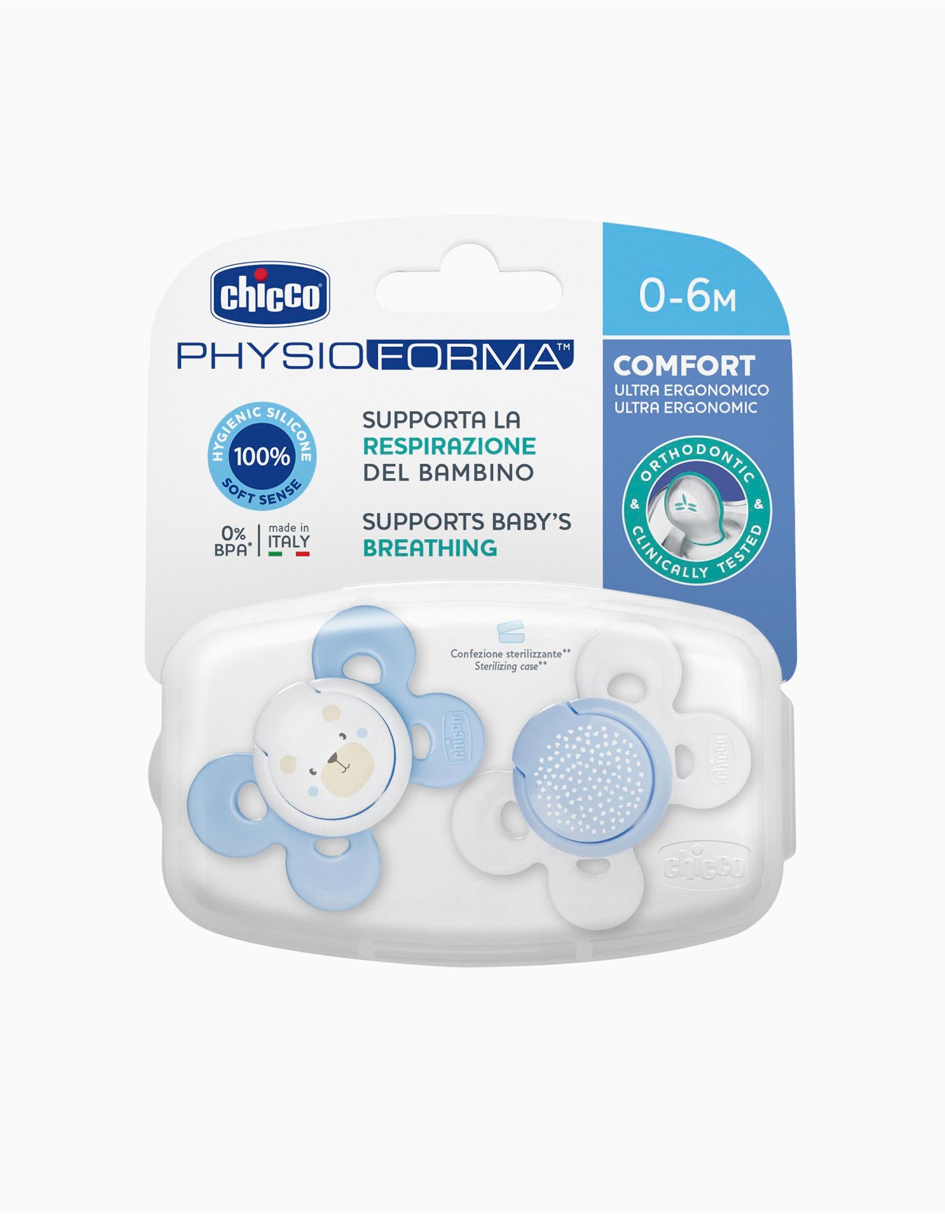 Physio Confort Silicone Dummy 0-6M+ Chicco 2Un.