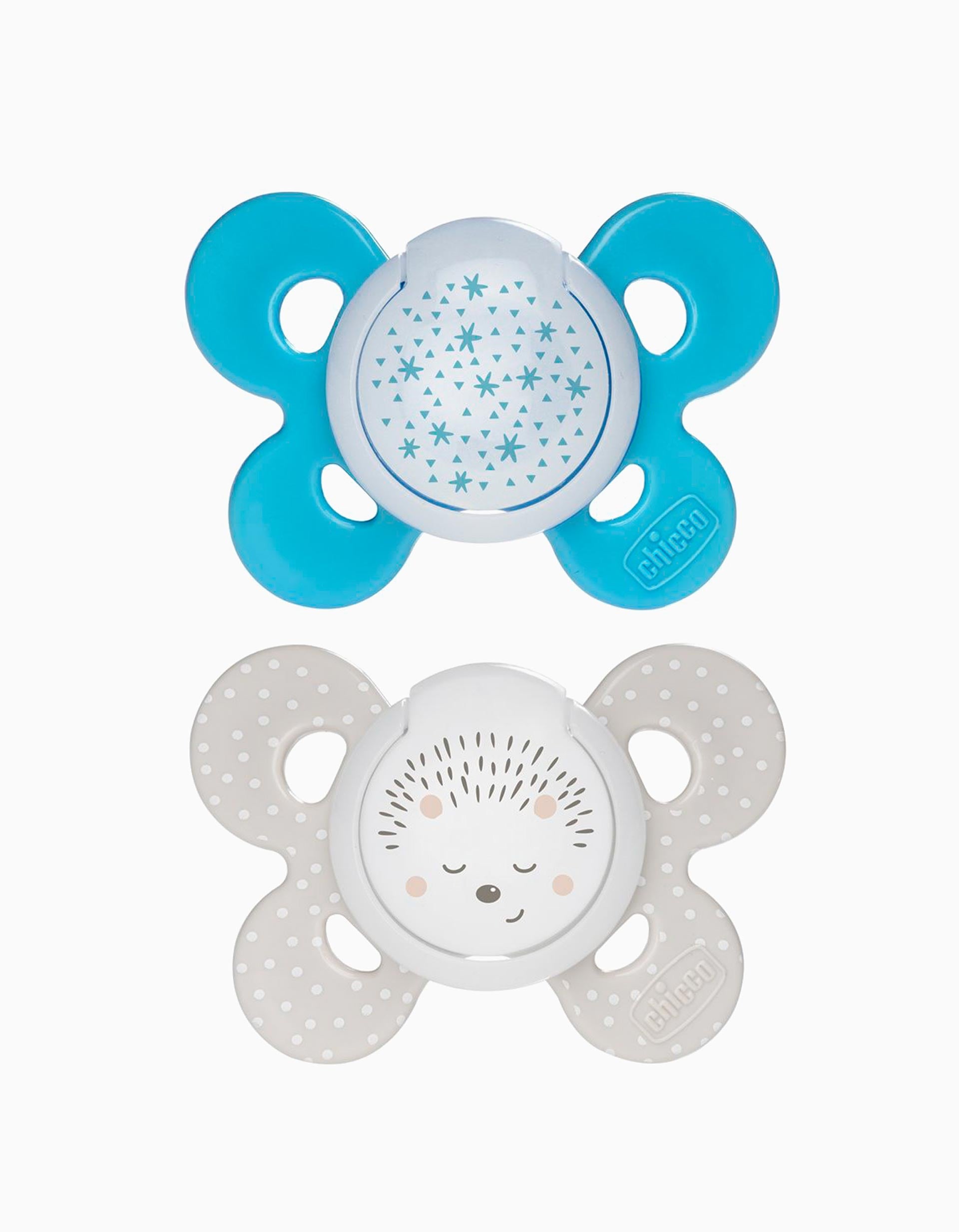 2 Night Glowing Confort Silicone Dummy 16-36M+, Chicco