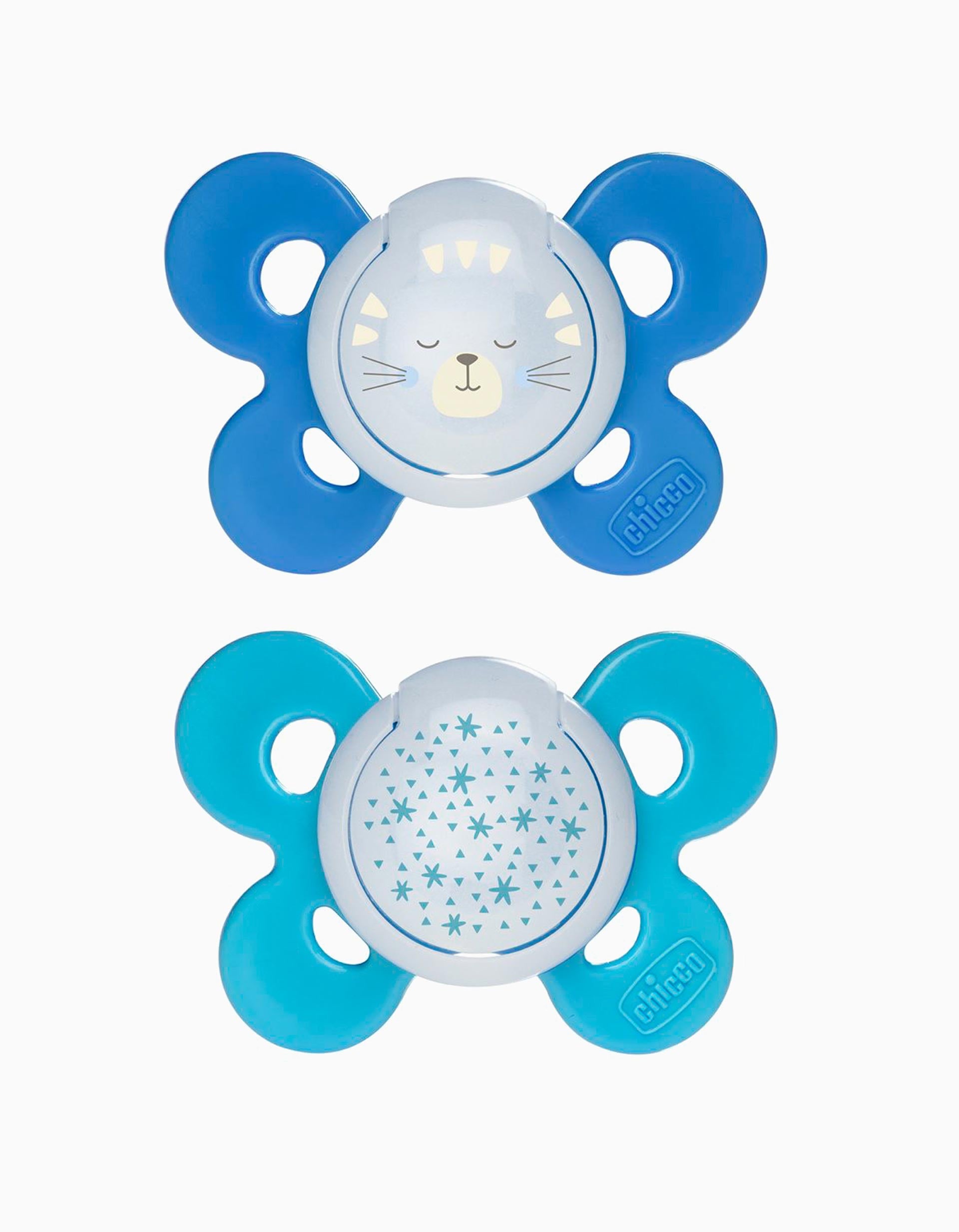 2 Night Glowing Confort Silicone Dummy 16-36M+, Chicco