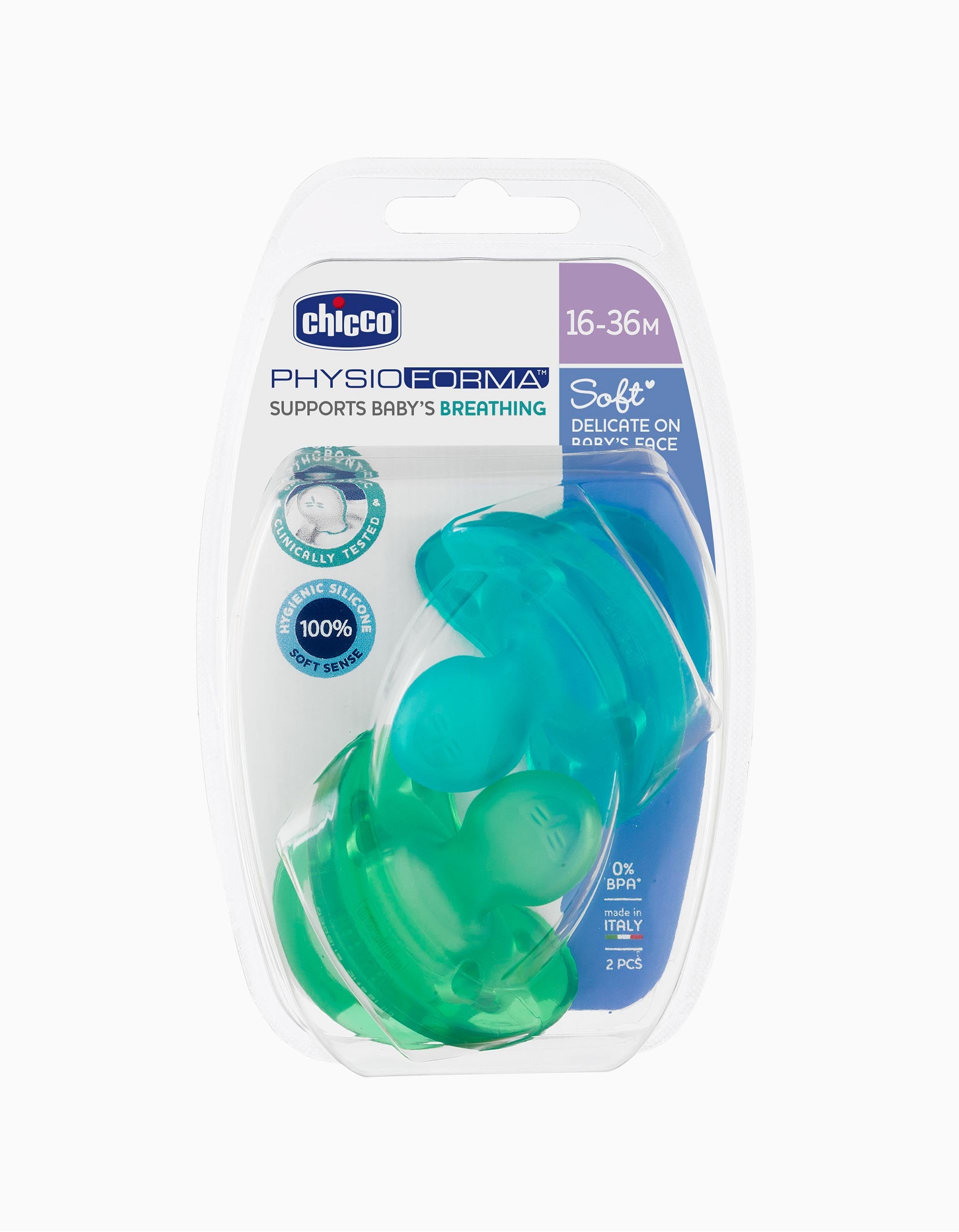 Physio Soft Silicone Dummy 16-36M Chicco 2Un.