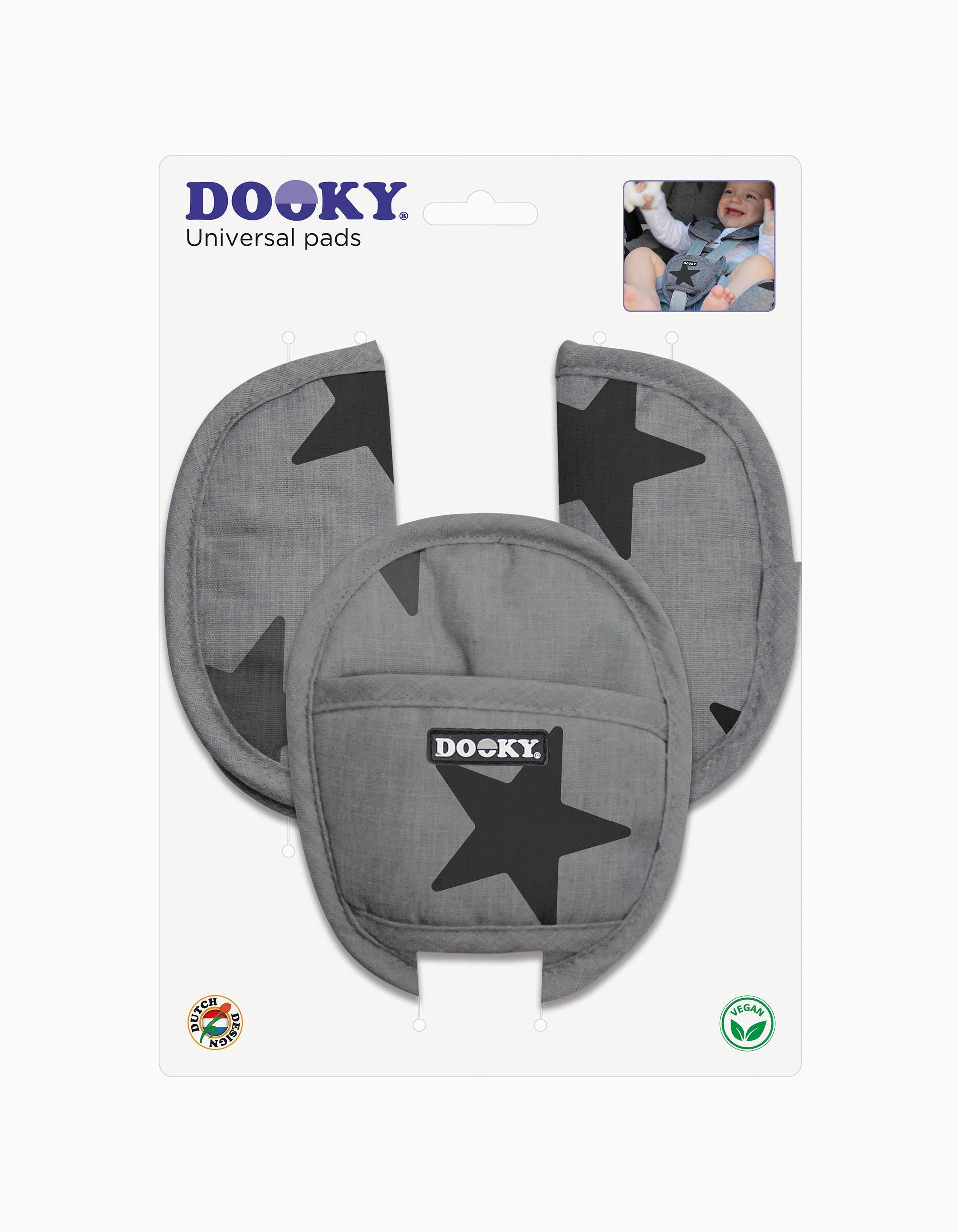 Universal Belt Pads Dooky Grey Stars