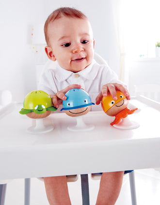 Conjunto De Chocalhos De Madeira Animais Marinhos 3Pcs 0M+