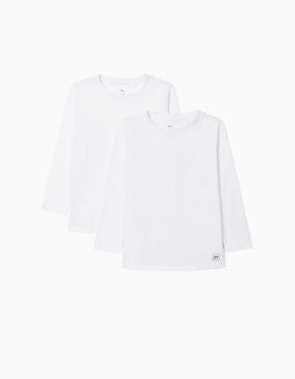 2 Camisetas de Manga Larga para Niño, Blancas