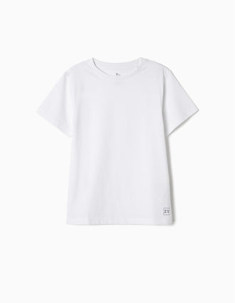 2 T-Shirts Unis Garçon, Blanc