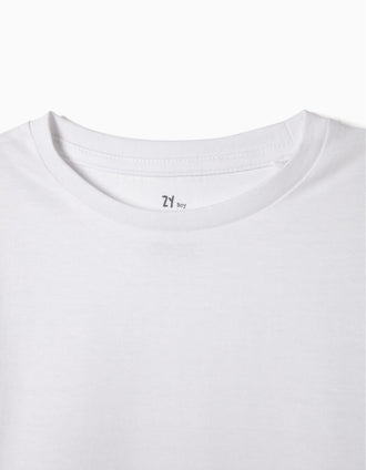 2 T-Shirts Unis Garçon, Blanc