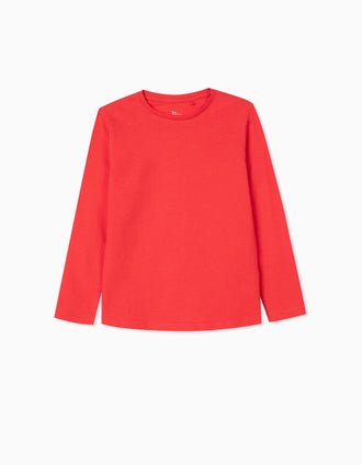 2 T-shirts Manga Comprida para Menina, Vermelho/Branco