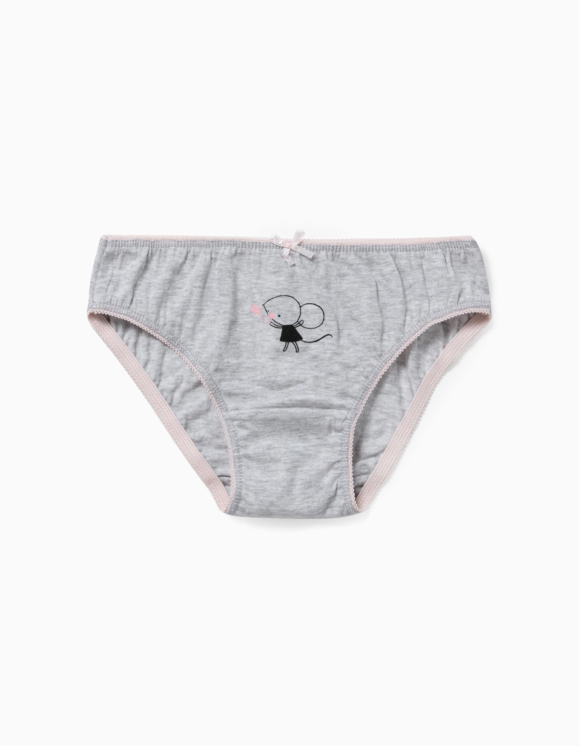 7 Briefs for Girls, 'Circus', White/Pink/Grey