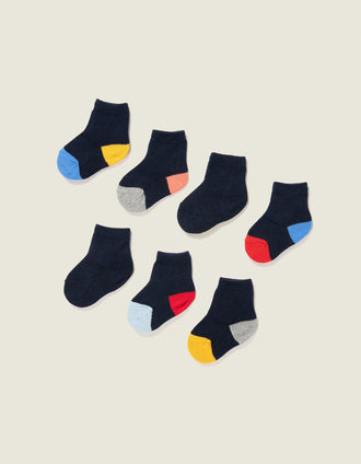 7 Pares de Calcetines para Bebé Niño, Azul Oscuro