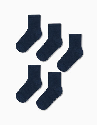 5 Pares Meias para Criança, Azul Escuro