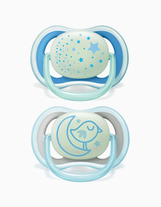 2 Chupetas Brilha No Escuro Ultra Air Blue Philips/Avent 6-18M