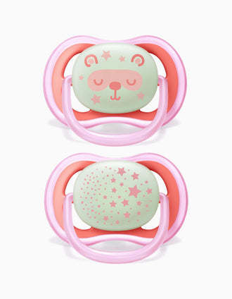2 Chupetas Brilha No Escuro Ultra Air Pink Philips/Avent 6-18M