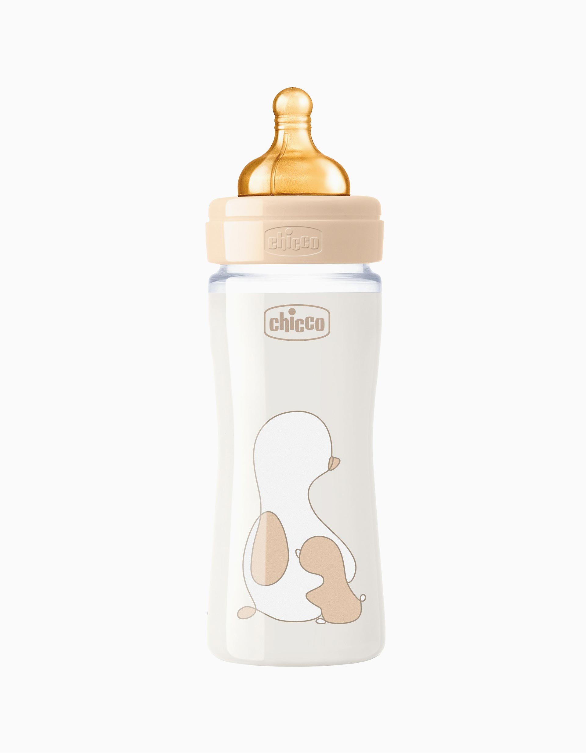 Glass Bottle 240ml CHICCO, Beige