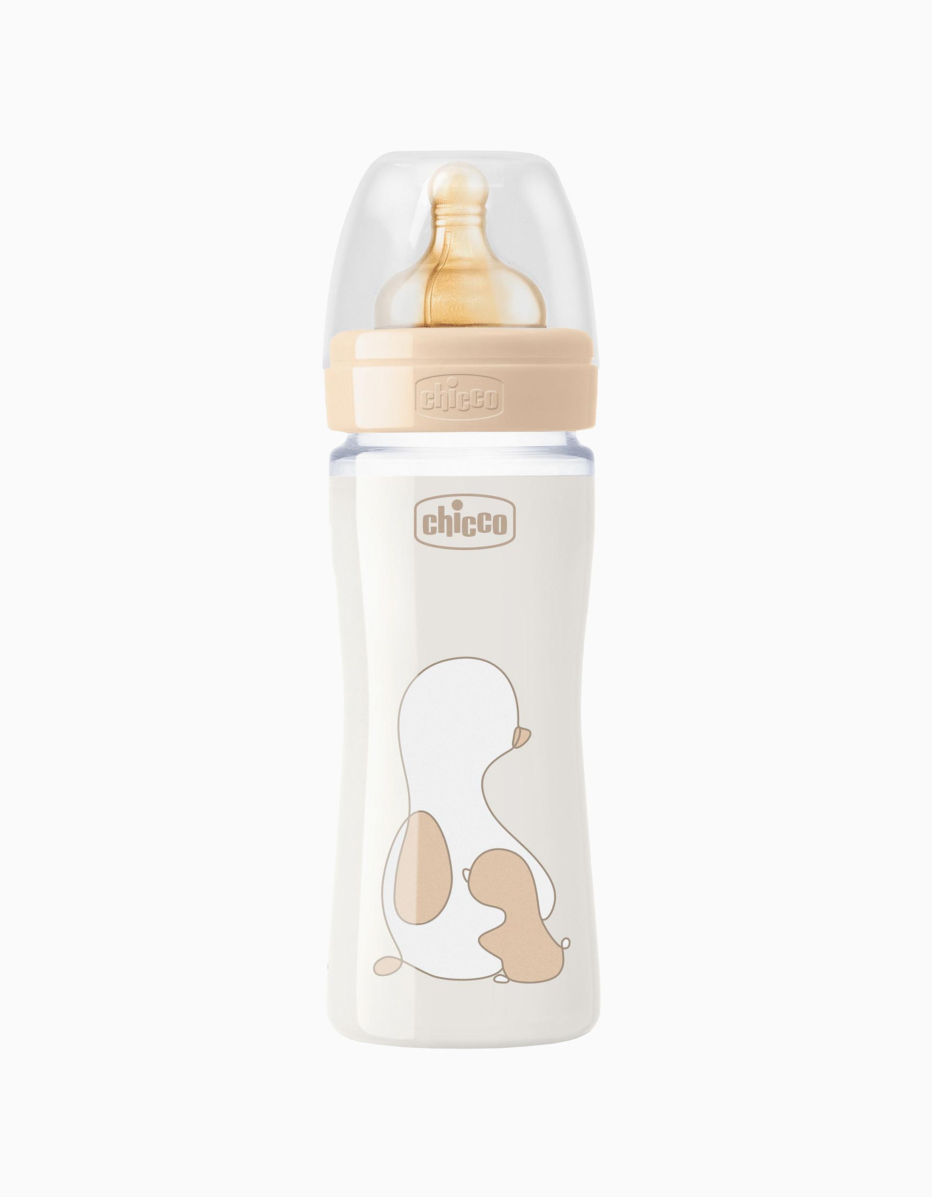 Glass Bottle 240ml CHICCO, Beige