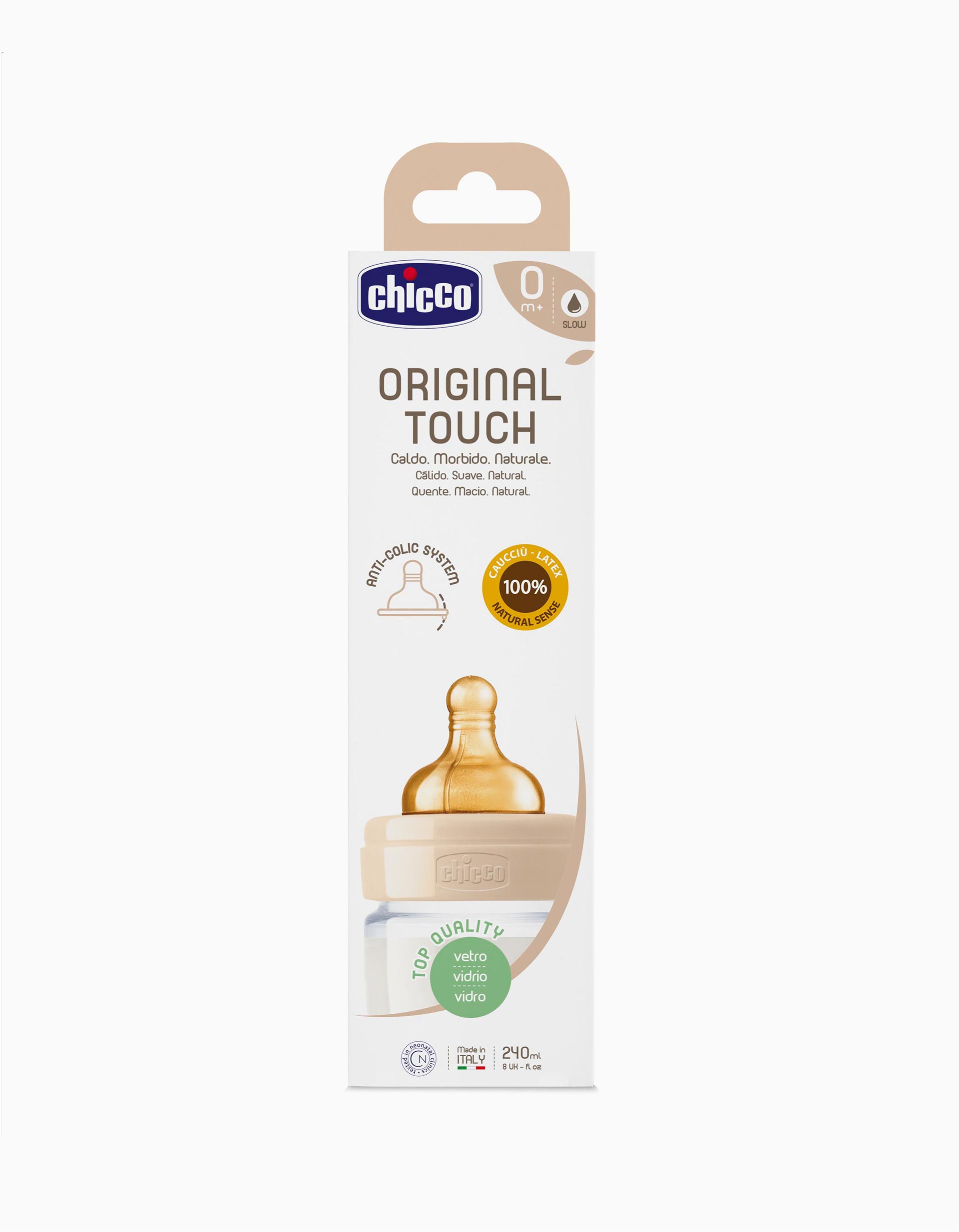 Glass Bottle 240ml CHICCO, Beige