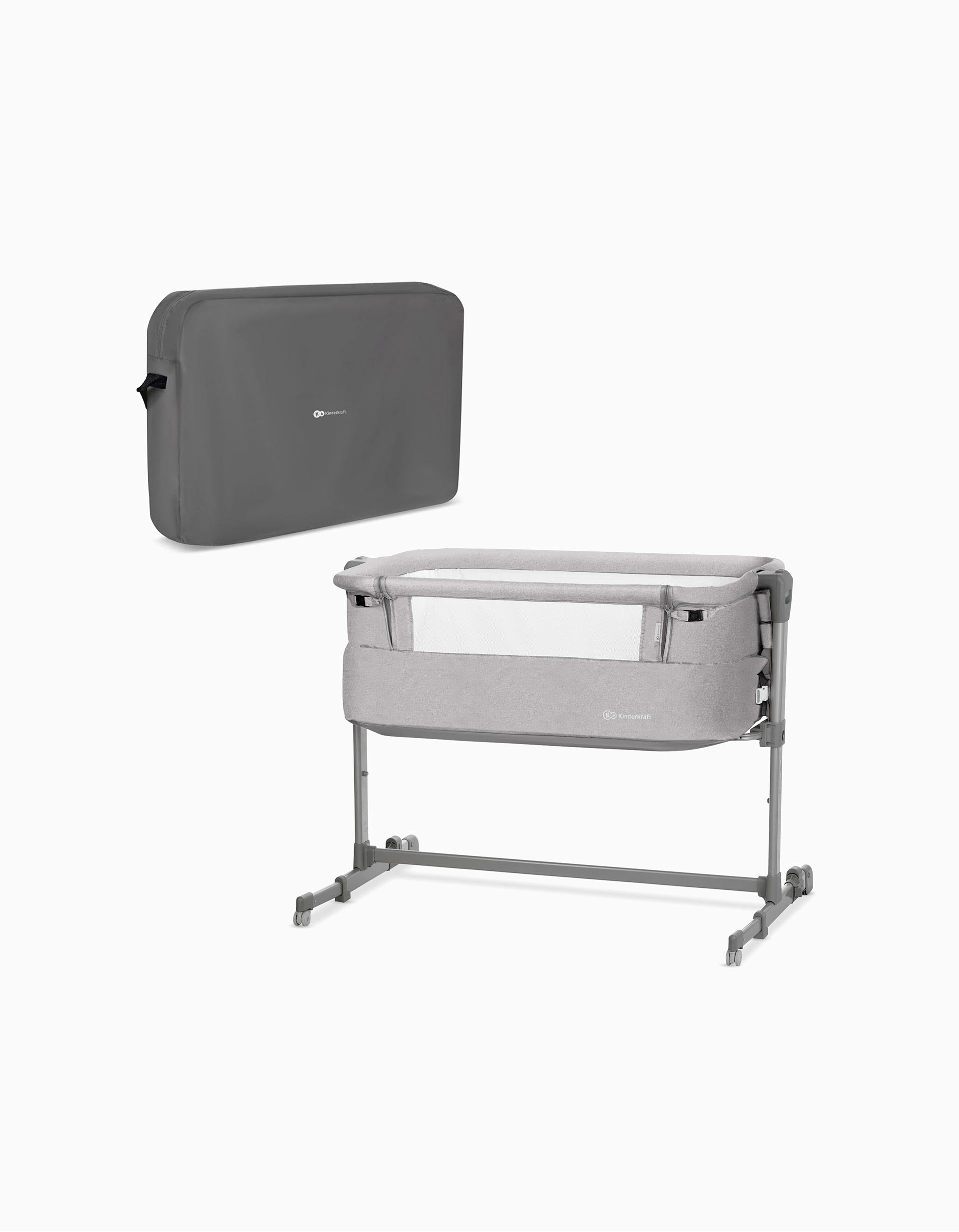 Bedside Crib, Neste Up by Kinderkraft, Light Grey Melange