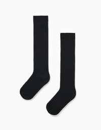 2 Paires de Chaussettes Hautes Côtelées Garçon, Bleu Foncé