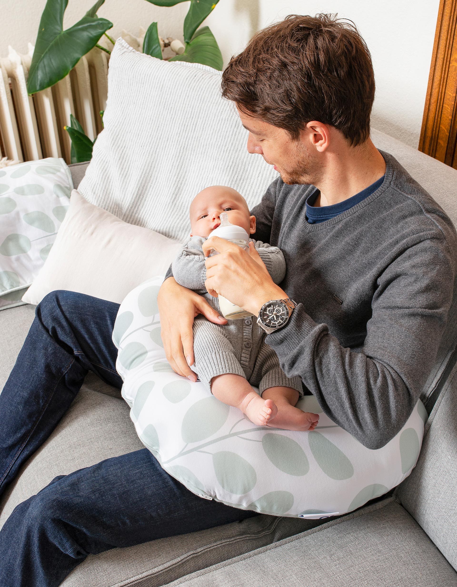 Breastfeeding Pillow Softy Leaves Doomoo Mint