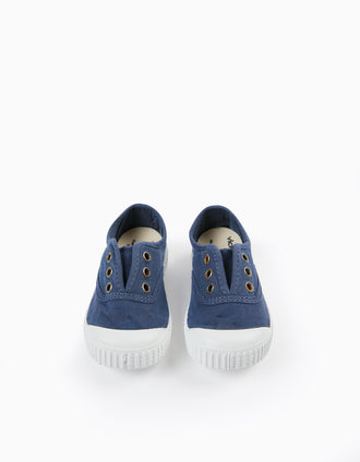 Baskets Anglaises En Toile Pour Bébé 'Victoria', Bleu Foncé