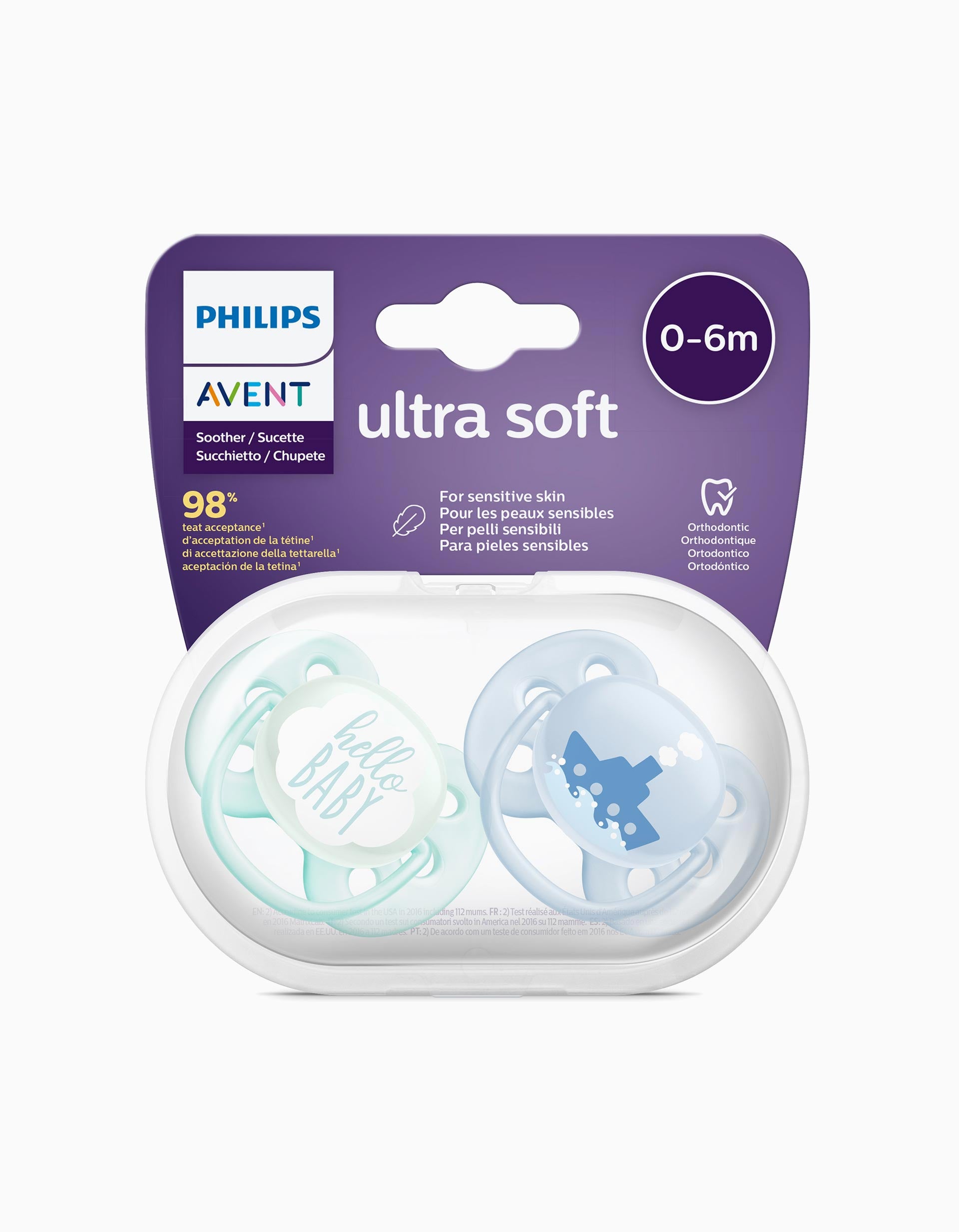 Pacifier Ultra Soft Silicone Deco 0-6M Philips/Avent 2Un.