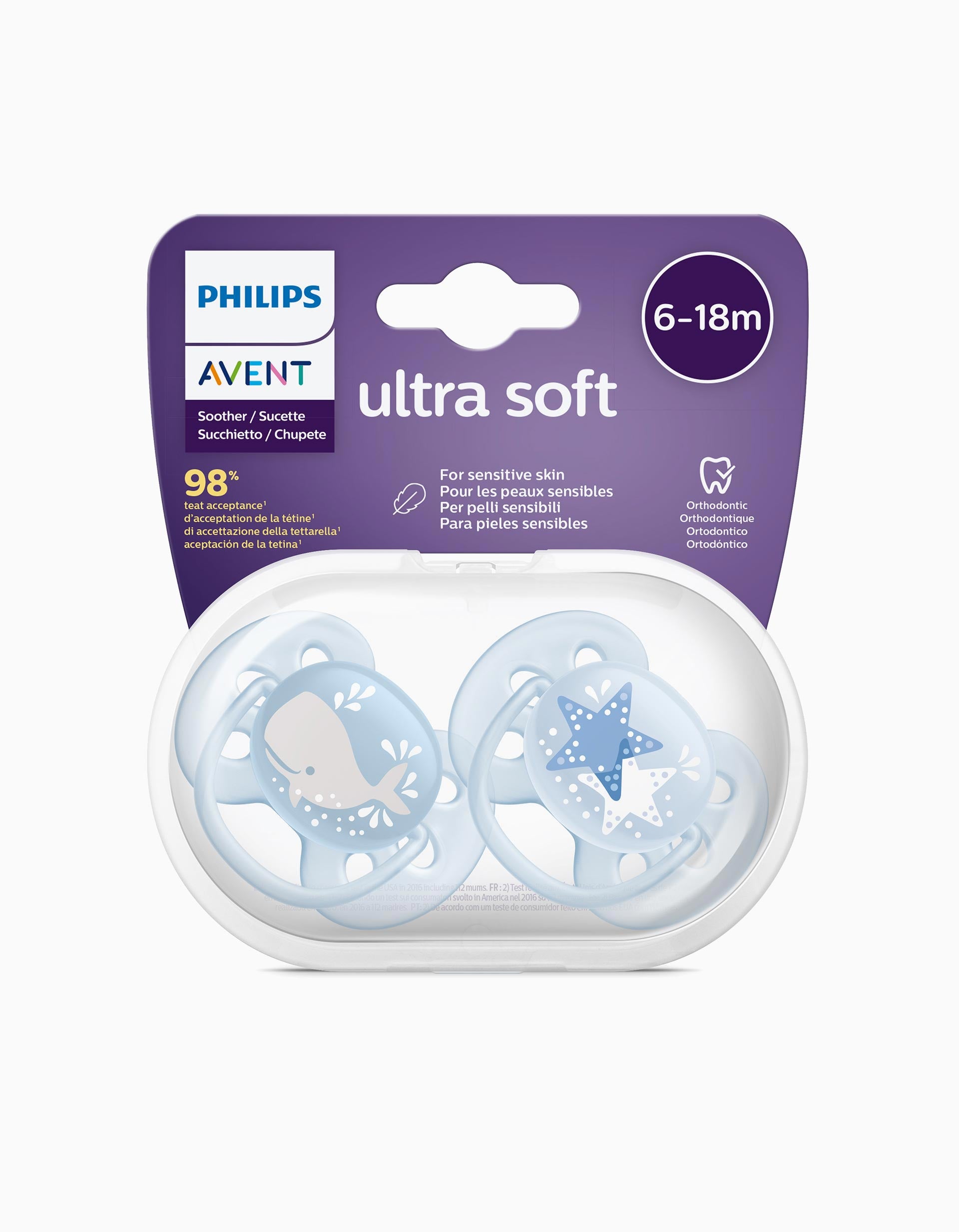 Pacifier Ultra Soft Silicone Deco 6-18M Philips/Avent 2Un.