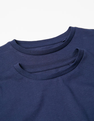 Lot 2 T-Shirts Unis Manches Longues Garçon, Bleu Foncé