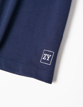 Lot 2 T-Shirts Unis Manches Longues Garçon, Bleu Foncé