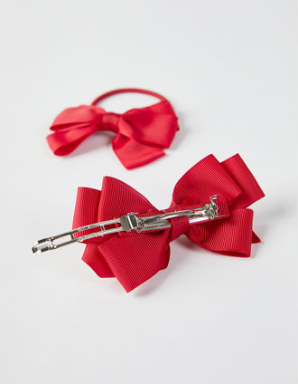 Travessão + Elástico com Laço para Bebé e Menina, Vermelho