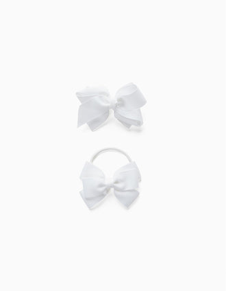 Travessão + Elástico com Laço para Bebé e Menina, Branco