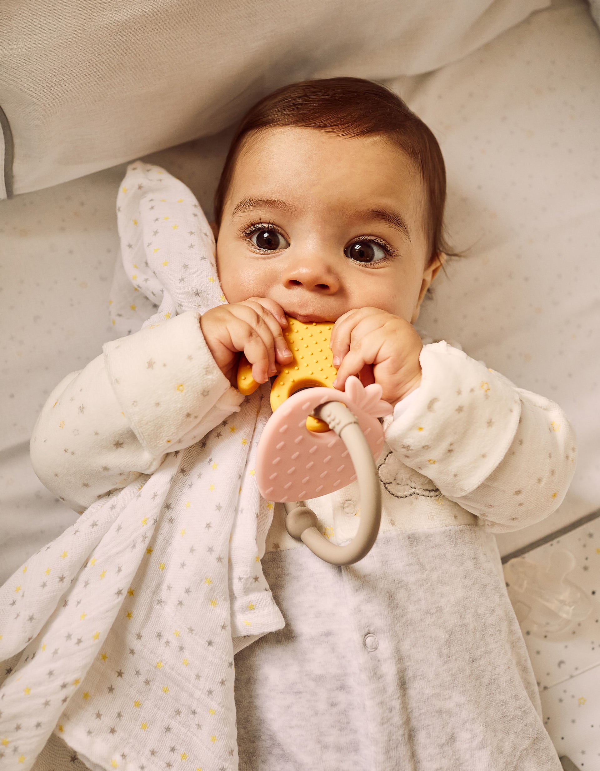 Silicone Teether Strawberry/Duck Nattou