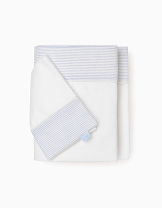 Drap + Taie d'Oreiller 55x90Cm Essential Blue Zy Baby