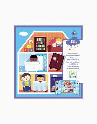 12 Adhesivos Reutilizables House Djeco 18M+