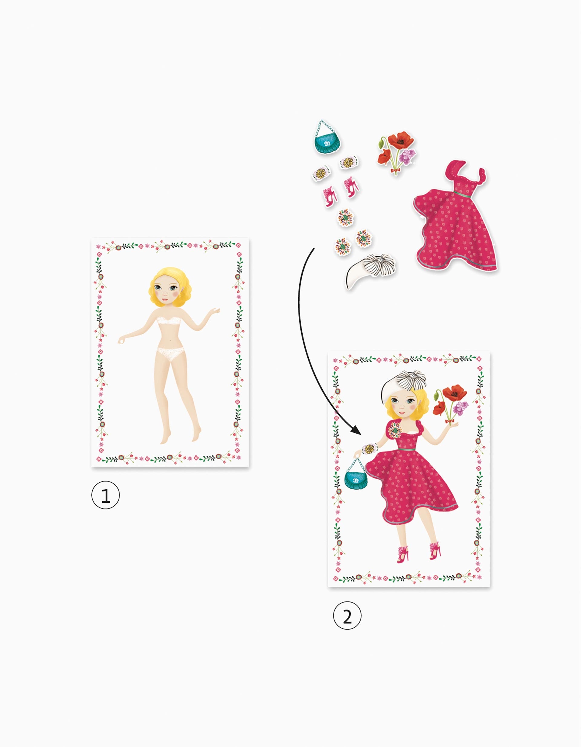 Reusable Stickers Dresses Season Djeco 5Y+