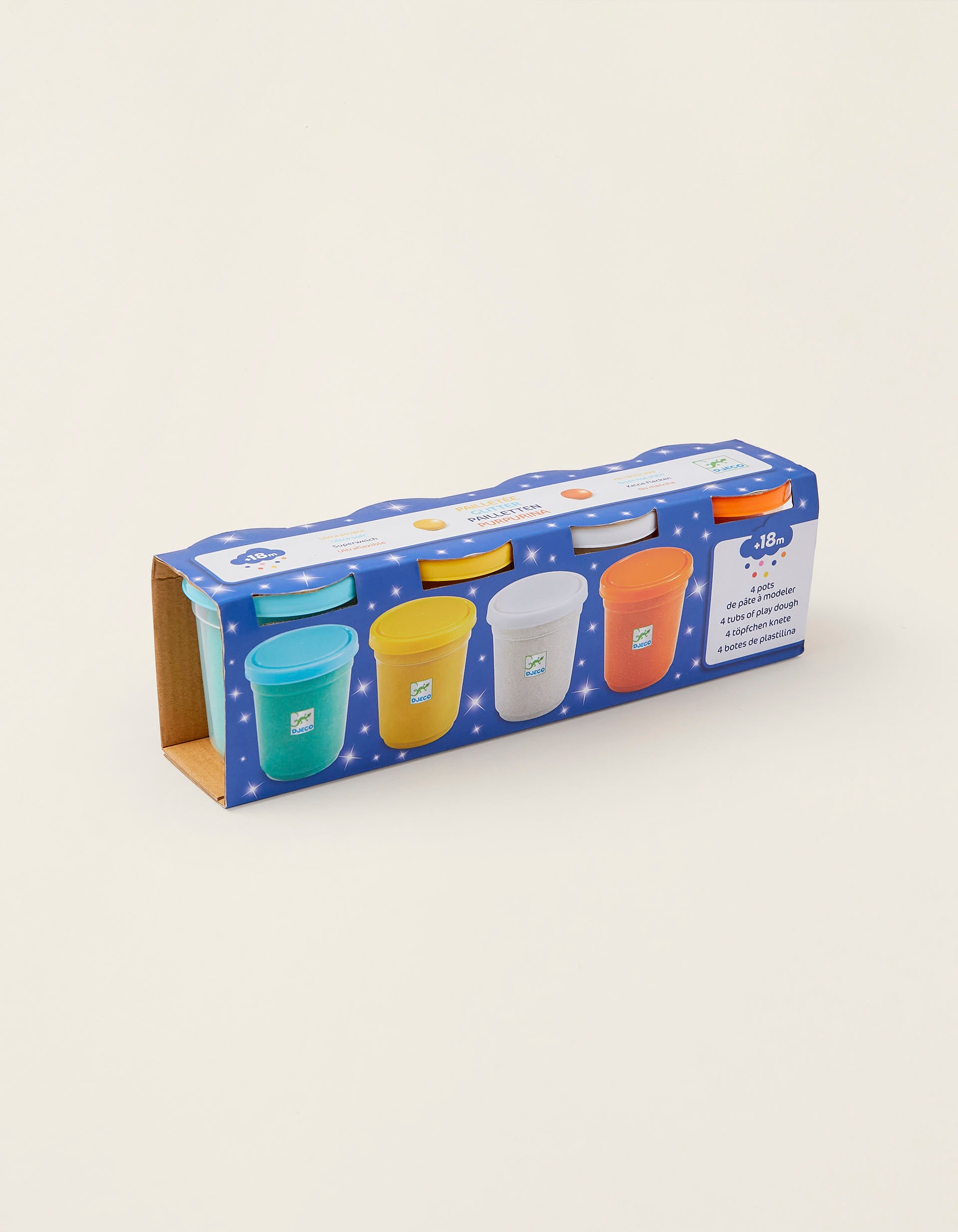 4 Plastilinas Glitter Djeco 18M+