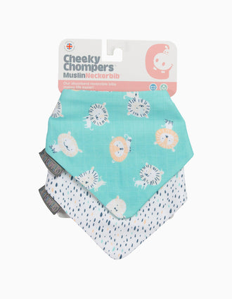 2 Bandanas Muslin Peardrop & Lion Cheeky Chompers