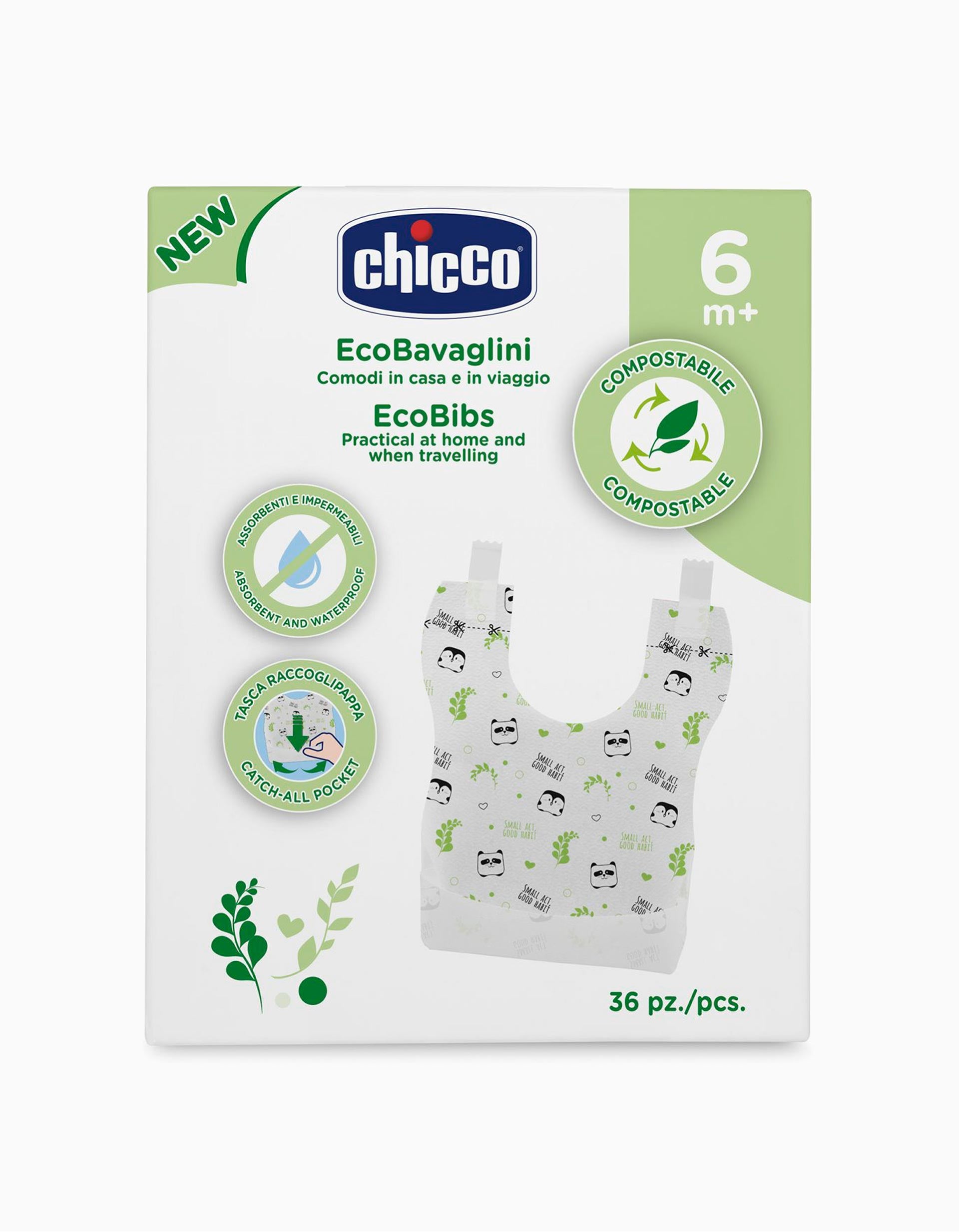 36 Eco Disposable Bibs 6m+