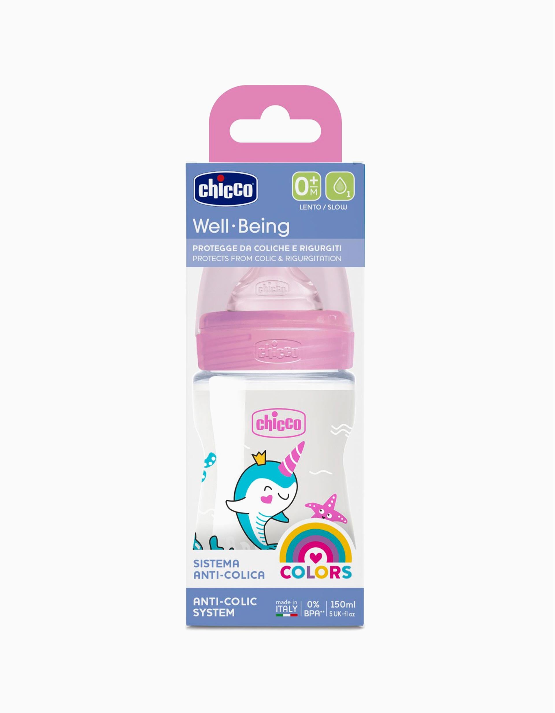 Baby Bottle WB 150ml Sil 0m+ Pink Chicco