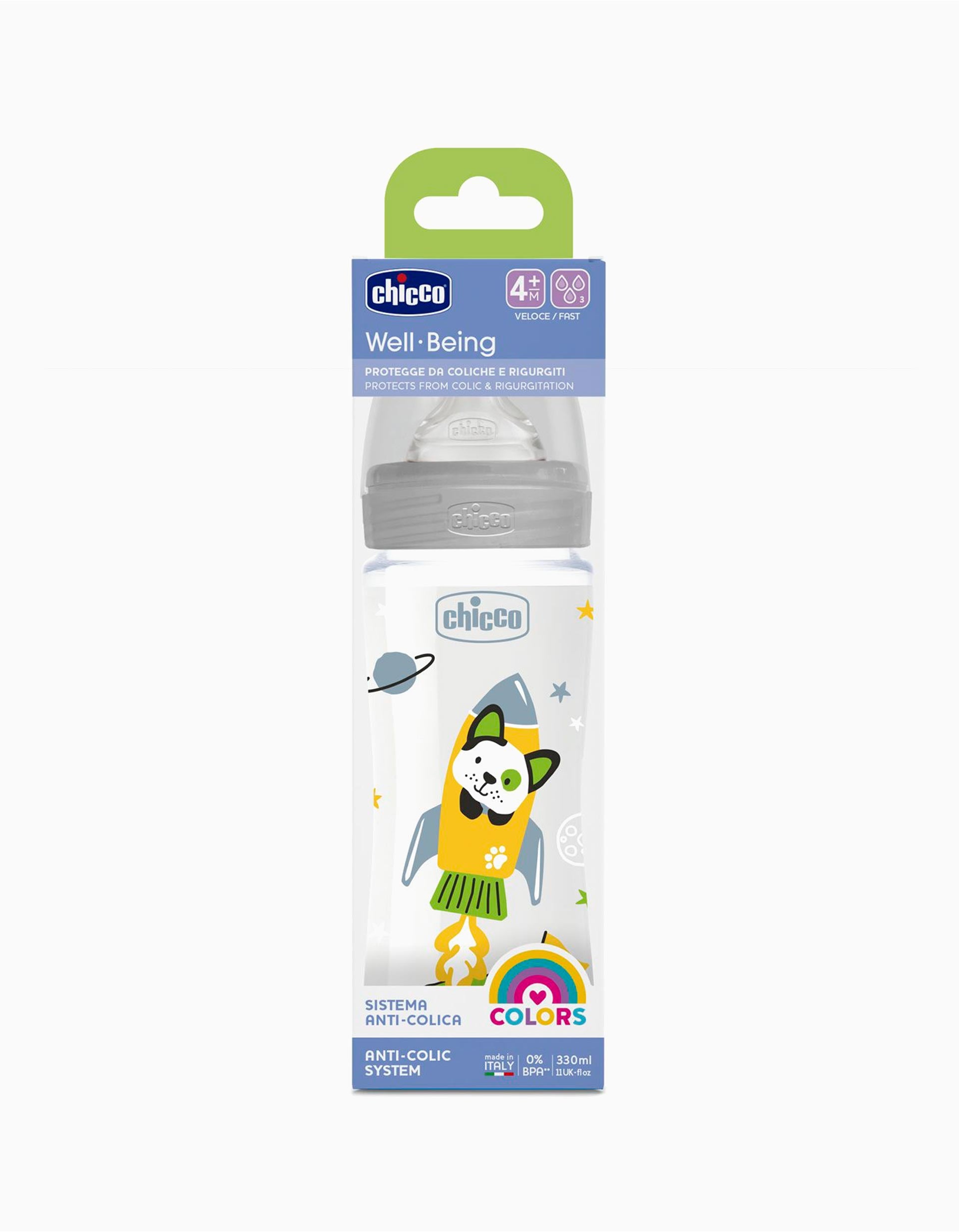 Baby Bottle WB 330ml Sil 4m+ Neutral Chicco