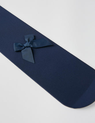 Collants com Laço Para Menina, Azul-Escuro