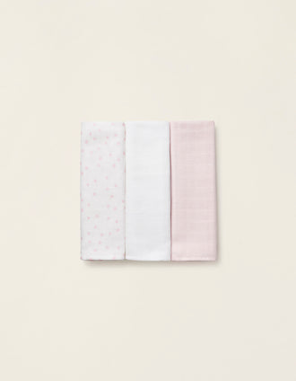 3 Langes Mousseline 65 X 65 CM ZY BABY ROSE