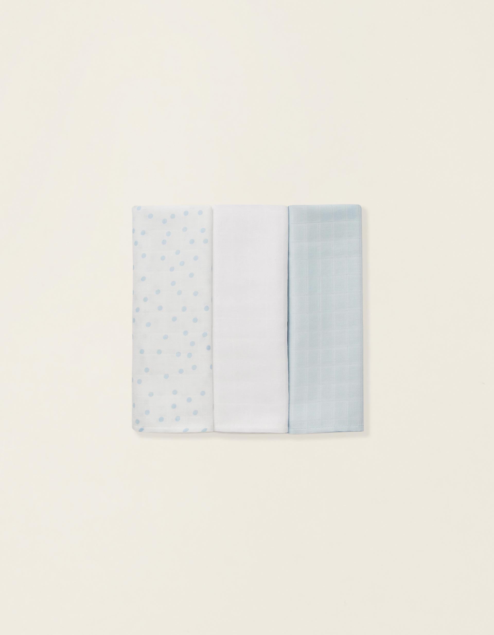 3 Muslin Squares 65 X 65 CM ZY BABY BLUE