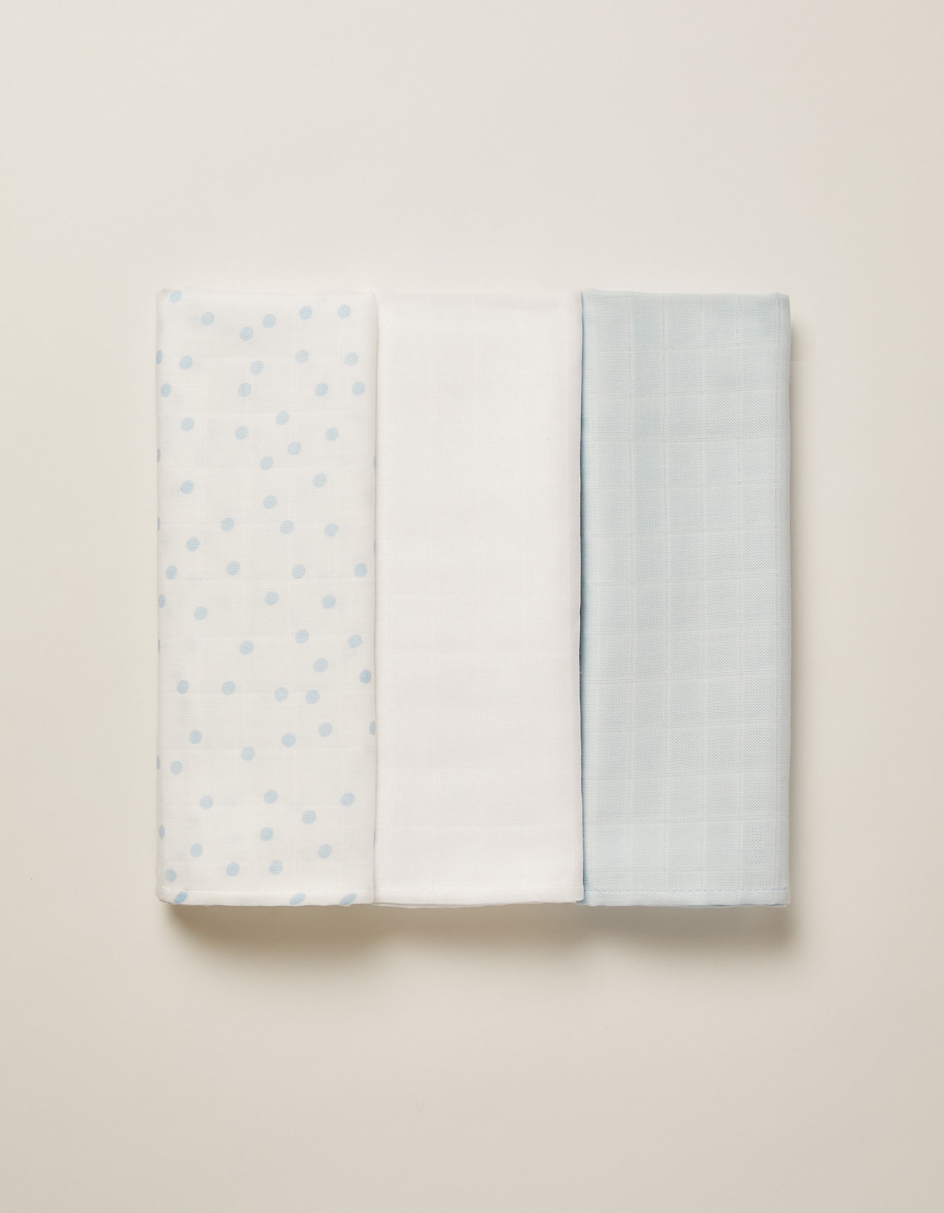 3 Muslin Squares 65 X 65 CM ZY BABY BLUE