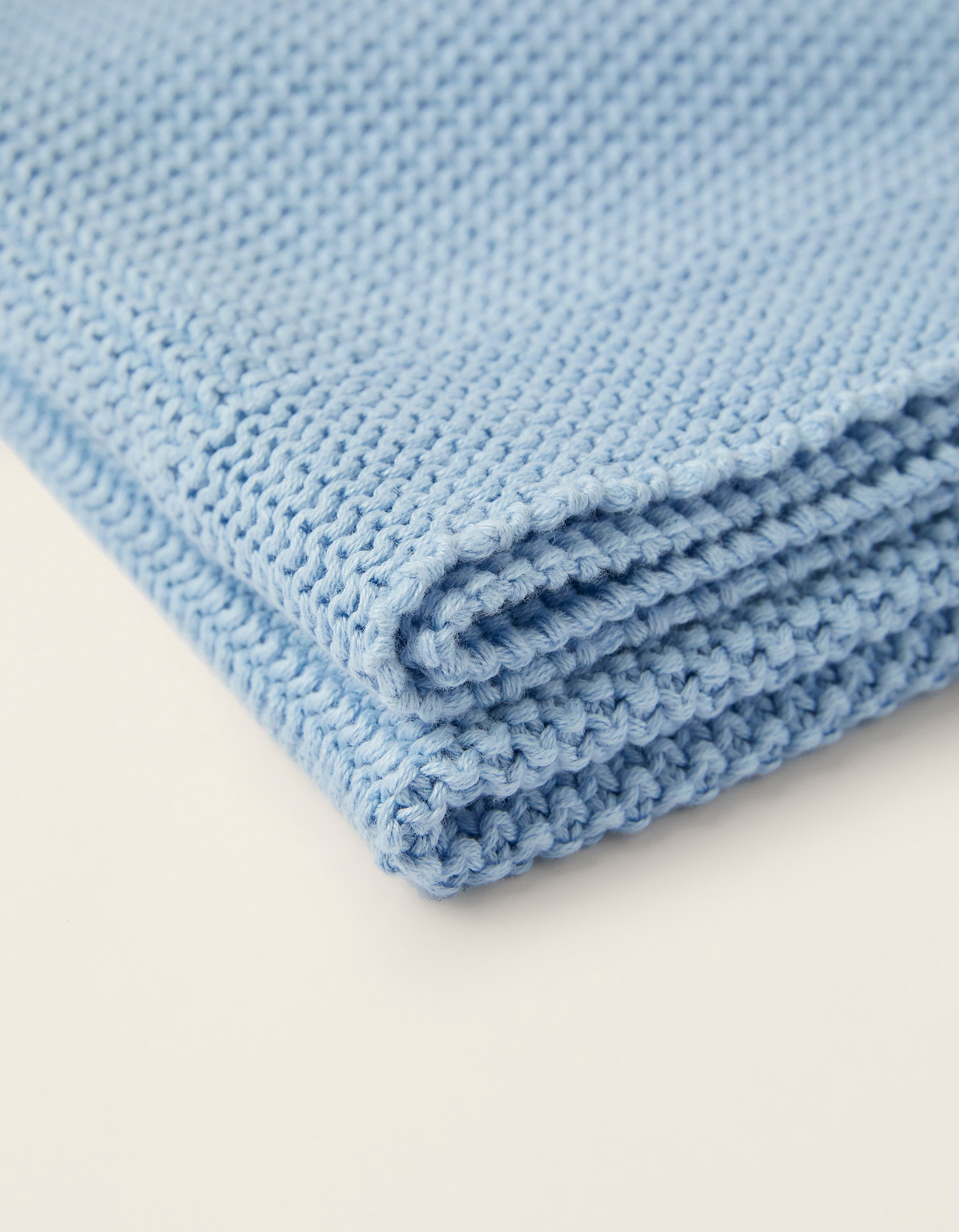 Knitted Blanket Plain 75X90Cm Zy Baby Blue