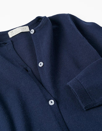 Chaqueta de Punto de Algodón para Niña, Azul Oscuro
